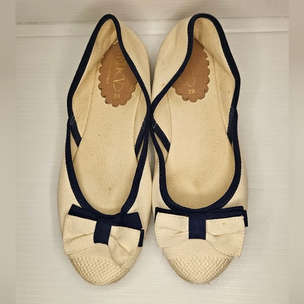 Valentino Red Bow Tie Canvas Espadrilles Size 39